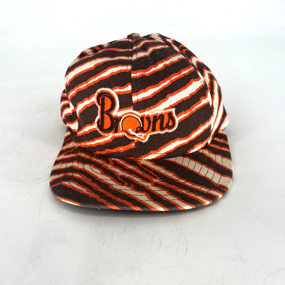 Vtg‎ Cleveland Browns Zubaz Zebra Print Snapback Hat NFL Football - Picture 1 of 10